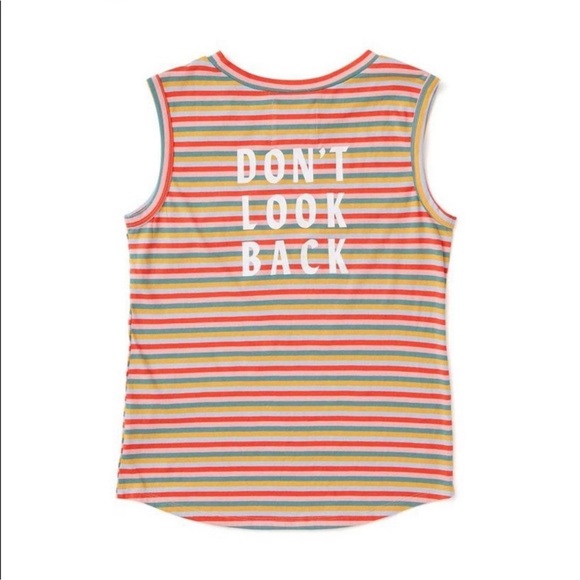 Ban.do “DON’T LOOK BACK” striped cropped tank top - Picture 1 of 5